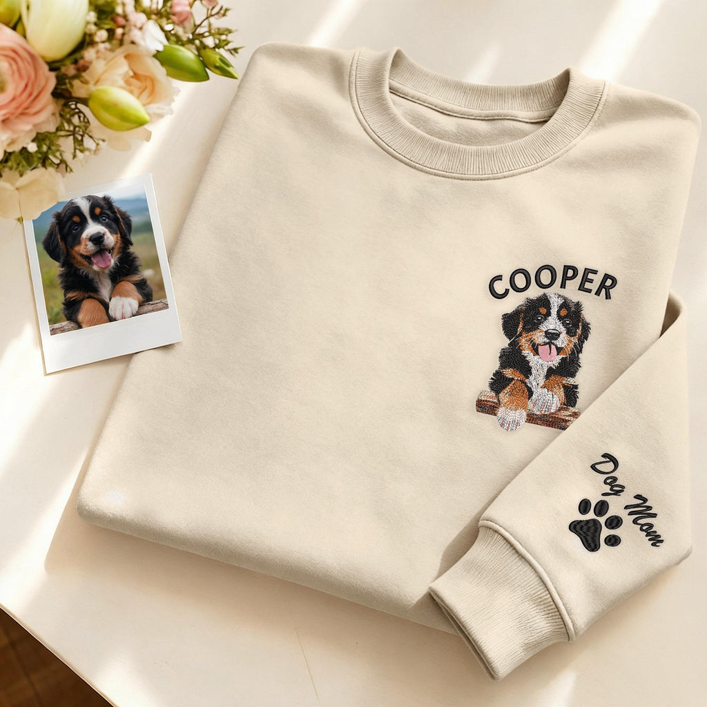 Personalized Pet Portrait & Name Embroidered Sweatshirt