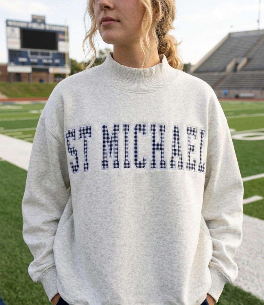 St. Michael Plaid Appliqué Embroidered Sweatshirt