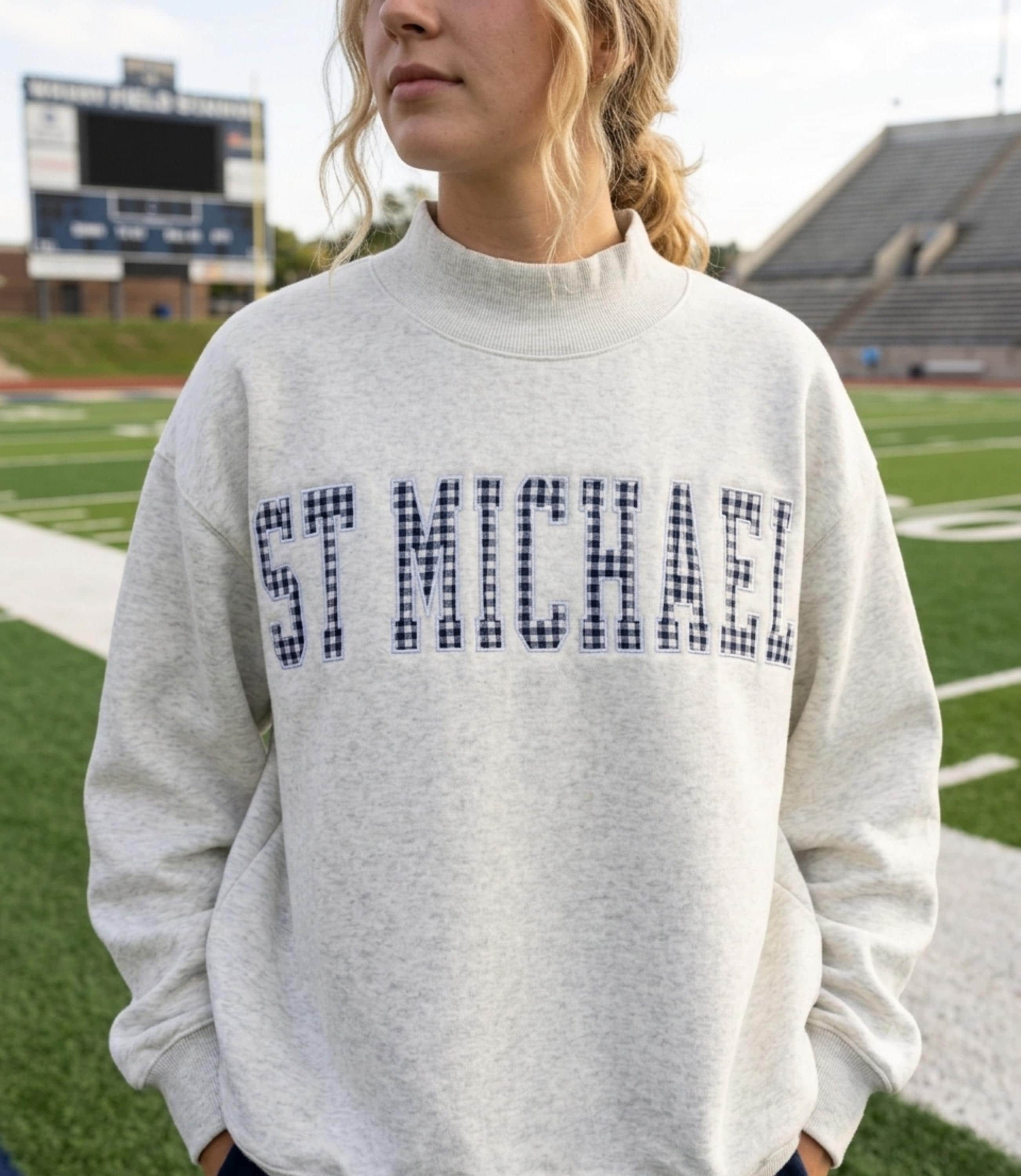 St. Michael Plaid Appliqué Embroidered Sweatshirt