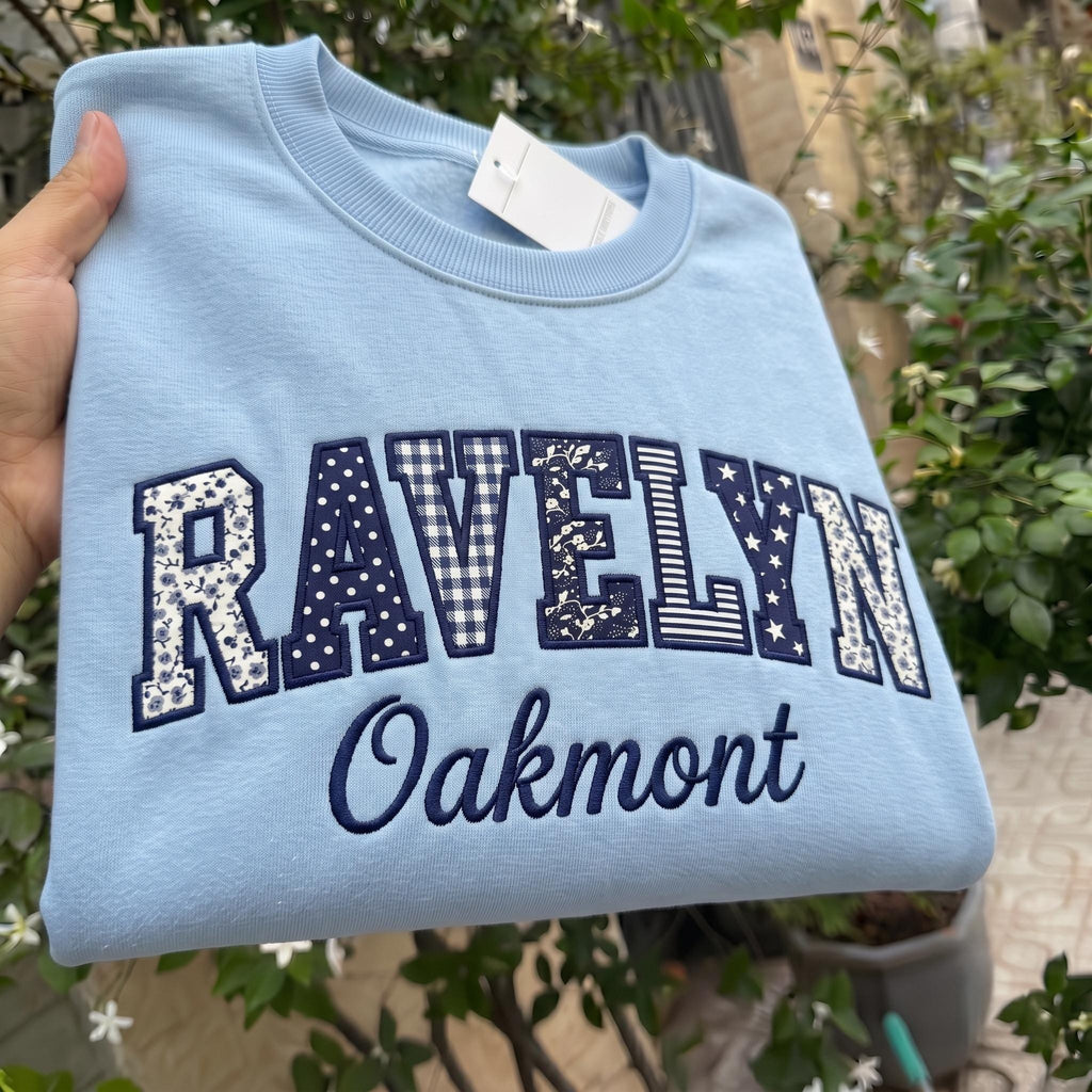 Personalized Name Appliqué Embroidered Sweatshirt