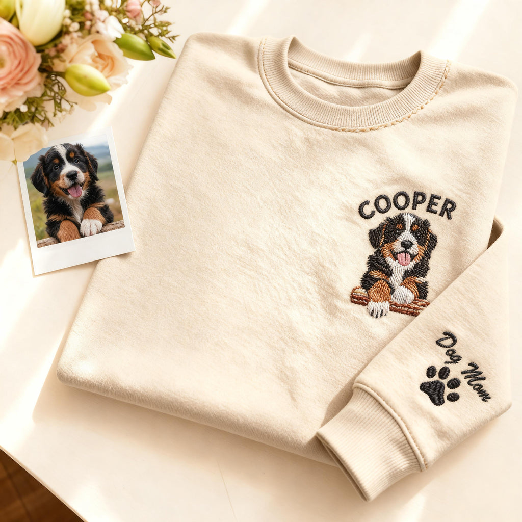 Personalized Pet Portrait & Name Embroidered Sweatshirt