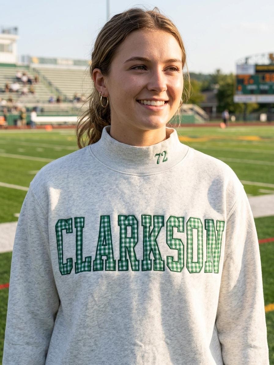 St. Michael Plaid Appliqué Embroidered Sweatshirt