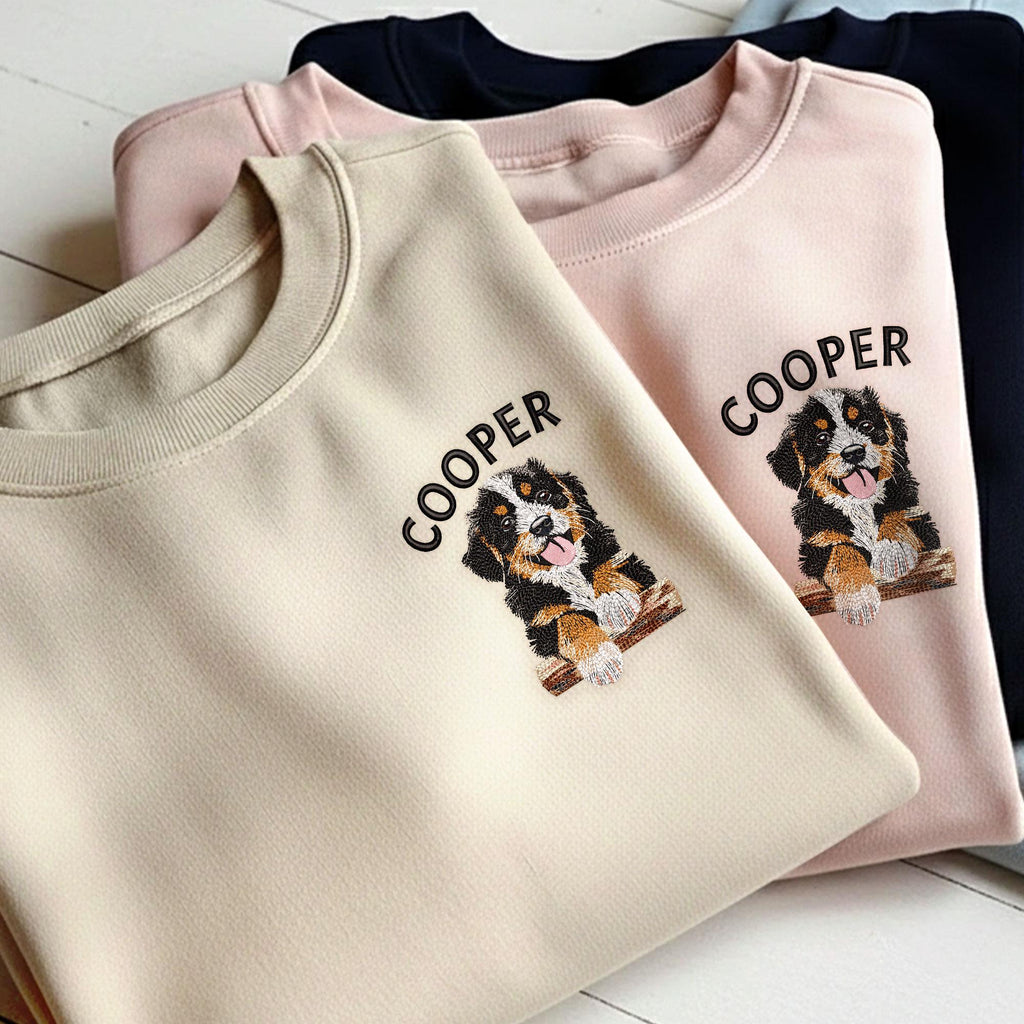 Personalized Pet Portrait & Name Embroidered Sweatshirt