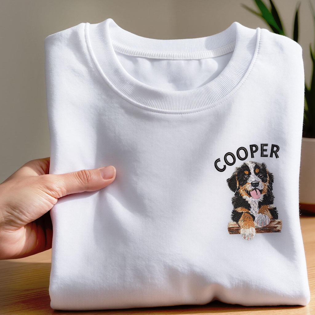 Personalized Pet Portrait & Name Embroidered Sweatshirt