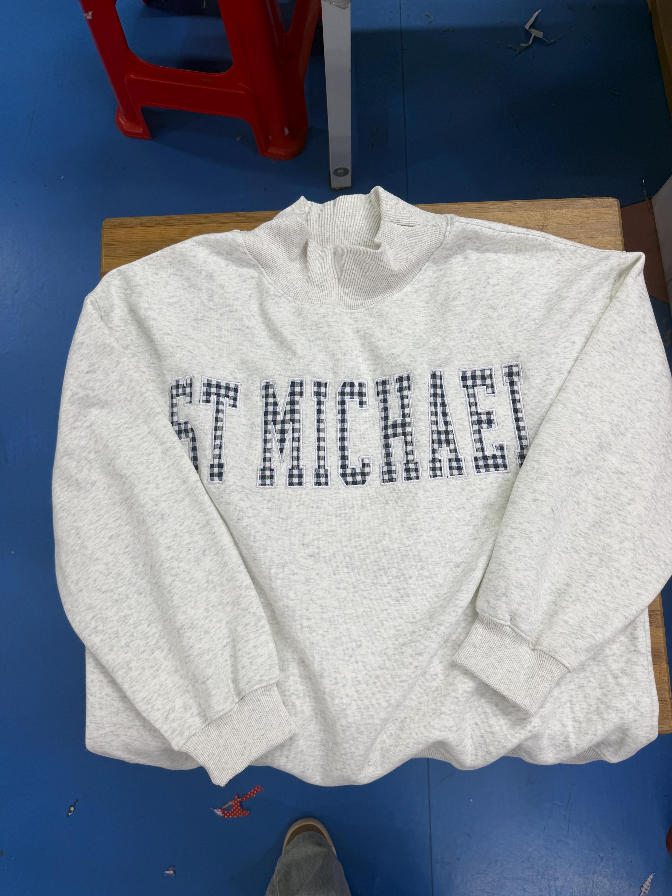 St. Michael Plaid Appliqué Embroidered Sweatshirt